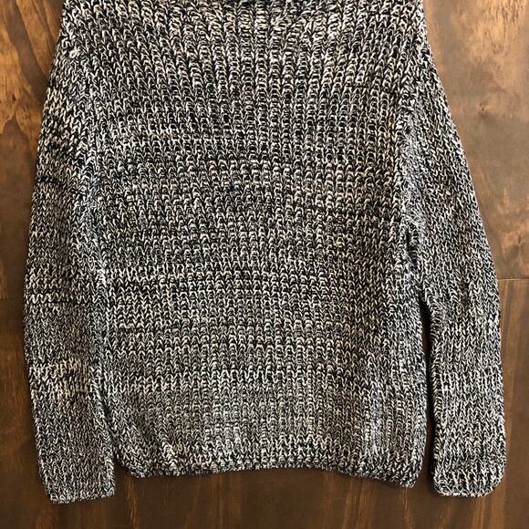 525 America Womens Sweater Black White Mock Neck Chunky Knit Long Sleeve Large - Picture 3 of 11